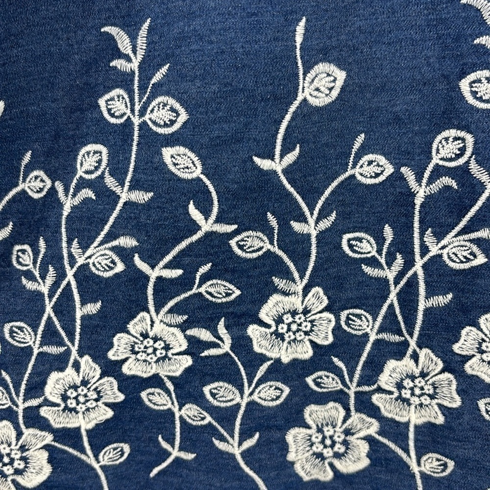 Westport Dress Denim Chambray Embroidered Sleeveless Dress Womens Size XL Petite - Picture 6 of 14